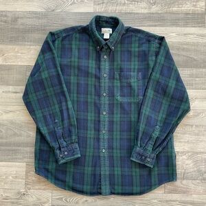 VTG LL Bean Scotch Flannel Shirt Men’s LARGE Blue Green Black Plaid 0 BHF4